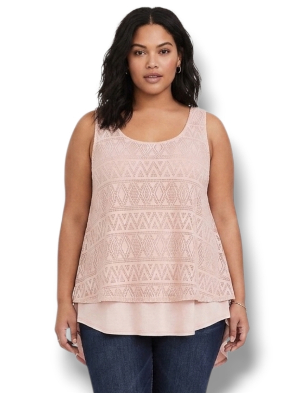 Chenault Women’s Plus Size Cream Sleeveless Lined Blouse - 1X